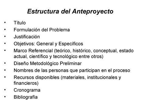 Calam O Estructura Del Anteproyecto