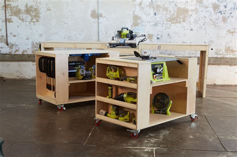 How To Build A Garage Workbench Miter Saw Station Outfeed Table Combo