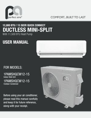 Fillable Online 12 000 BTU 15 SEER QUICK CONNECT Fax Email Print