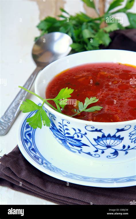 Traditional Russian Ukrainian Borscht Soup Stock Photo Alamy