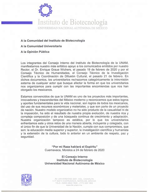 Publicaci N De Comunicado Ibt Instituto De Biotecnolog A Unam