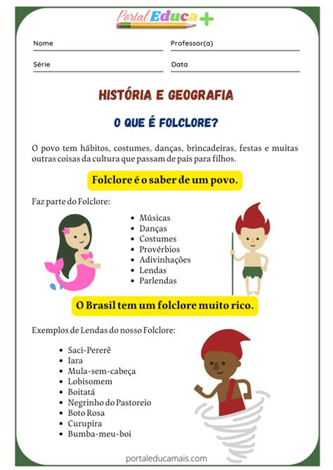 Educar Para Crescer Atividade Sobre O Folclore Descubra Todos Os