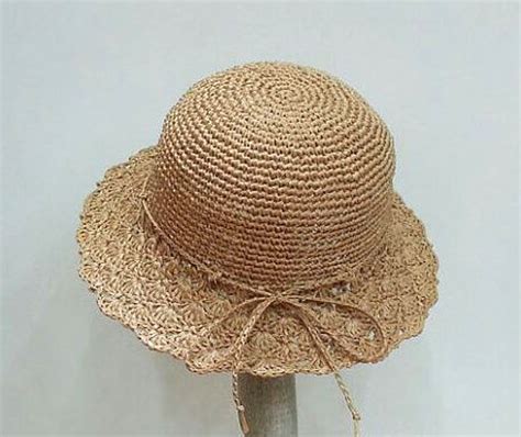 Crocheted Girls Sun Hatraffia Straw Sun Hat In Nature Etsy Crochet Hats Free Pattern