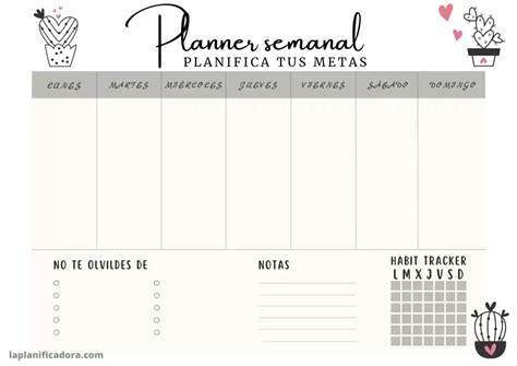 Planificador Semanal 💜 Para Imprimir