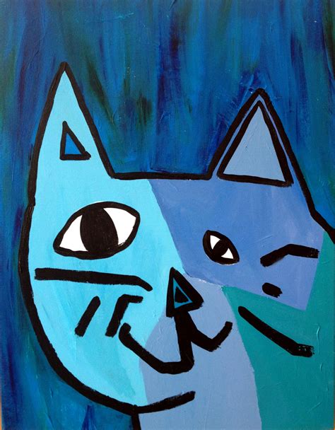 Two Reading Cats Inspired By Pablo Picasso Artwork Painting