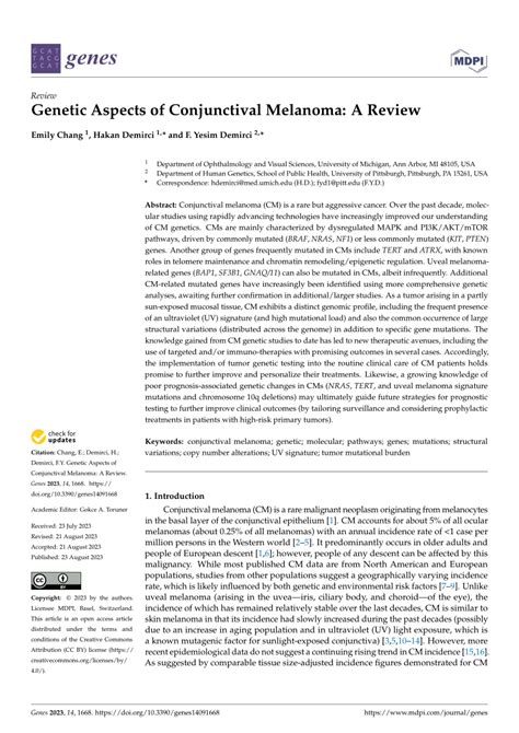 Pdf Genetic Aspects Of Conjunctival Melanoma A Review