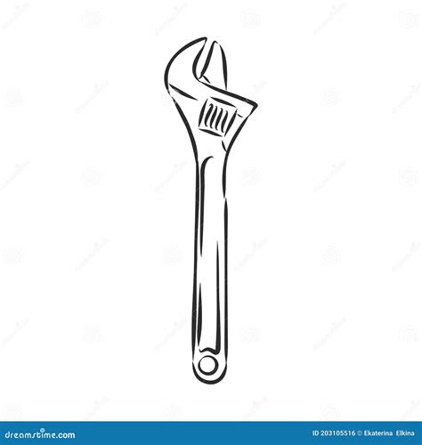 Wrench Vector Sketch Illustration Wrench Hand Drawn In A Graphic