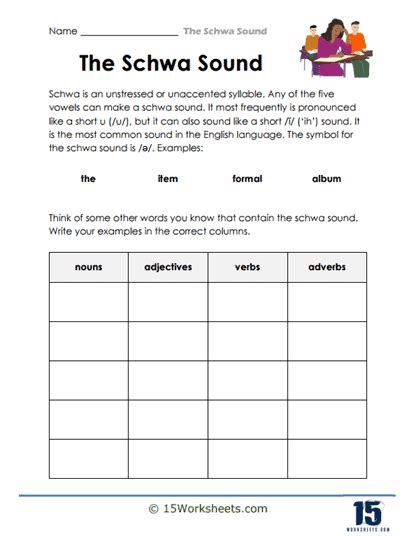 Schwa Sounds Worksheets 15