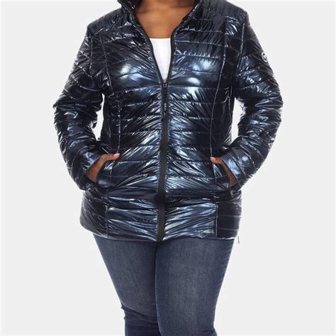 White Mark Plus Size Metallic Puffer Coat Shopstyle