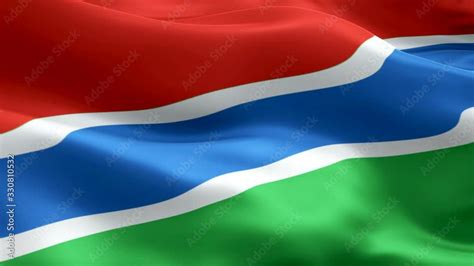 Gambian Flag Closeup 1080p Full HD 1920X1080 Footage Video Waving In