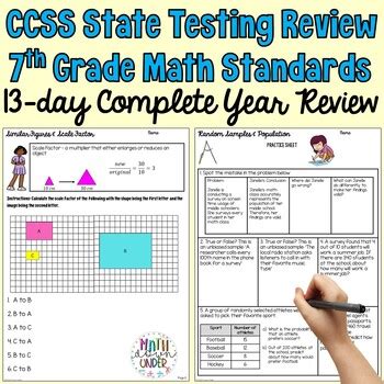 7th Grade Math End Of Year Review Complete CCSS Standards Review