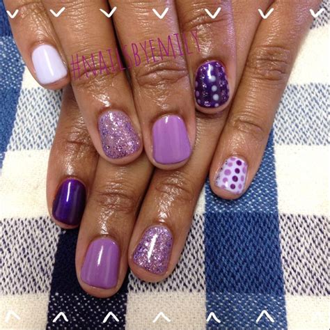 Purple gel ombre nails polka dot accents all essie gel was used on ...