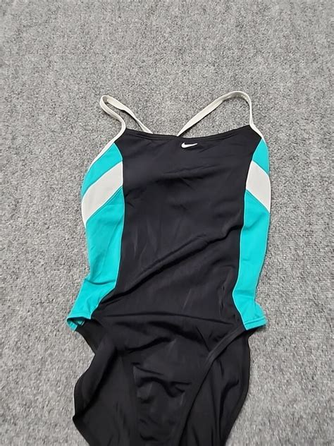 Nike Bathing Suit One Piece Womens Size 12 Black White Green Built In Support Ebay