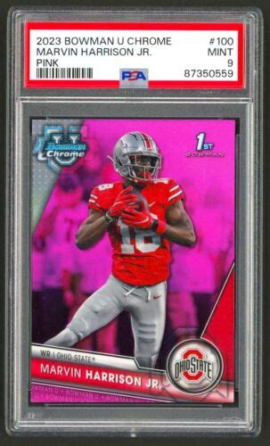 Marvin Harrison Jr Rc Pink Refractor Bowman U Chrome Psa Osu