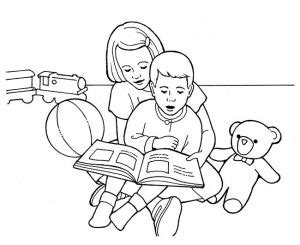 Filho Lendo Tudodesenhos Sketch Coloring Page