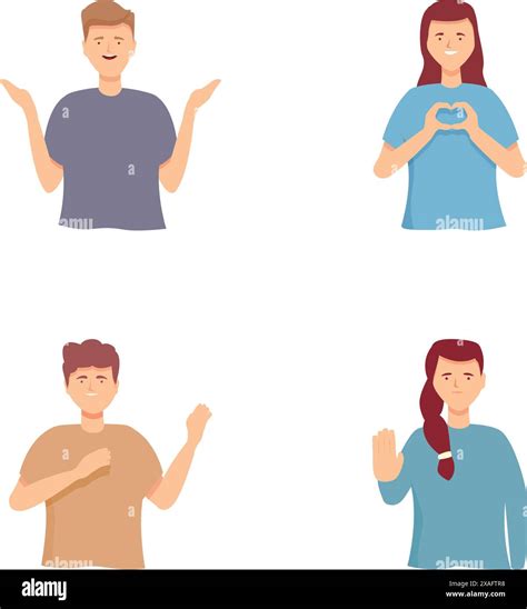 Collection Of Illustrated People Performing Different Hand Gestures