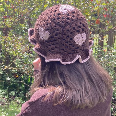 Crochet Hearts Bucket Hat Aesthetic Cottagecore Indie Etsy