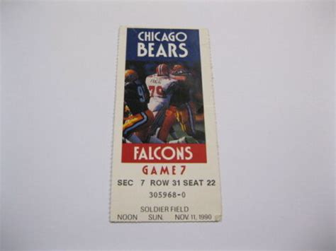 Nov 11 1990 Chicago Bears Vs Falcons Ticket Stub Ebay