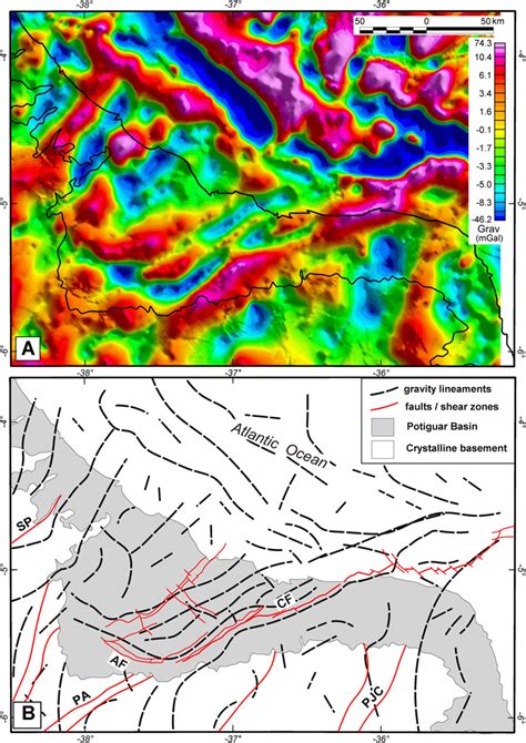 Residual Gravity Anomaly Map A And Major Gravity Lineaments Map B