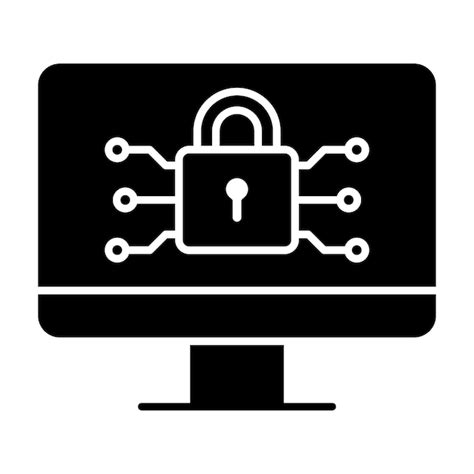 Premium Vector Cyber Security Glyph Solid Black Illustration