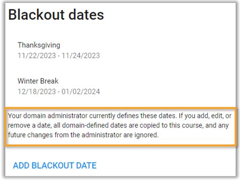 Blackout Dates – Training and Professional Development