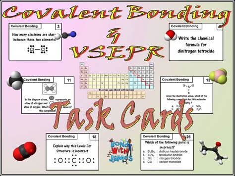 A Poster With Text That Says Covalentnt Bonding And Visep Task Cards