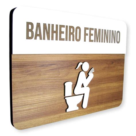 Placa de Sinalização Banheiro Feminino mdf 30x21cm Elo7