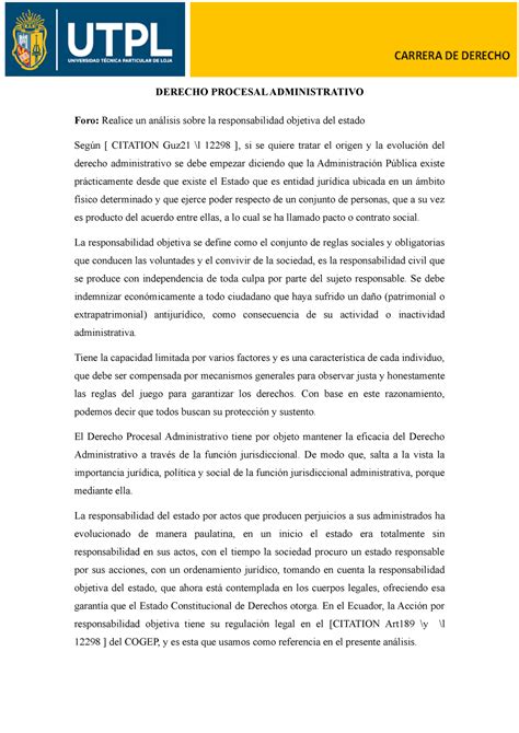 Realice Un An Lisis Sobre La Responsabilidad Objetiva Del Estado La