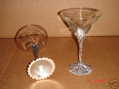 GREY GOOSE MARTINI GLASSES PEWTER STEM - RARE (2) | #24710160