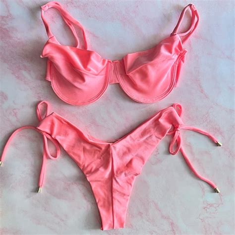 Pink Shimmer Bikini Etsy