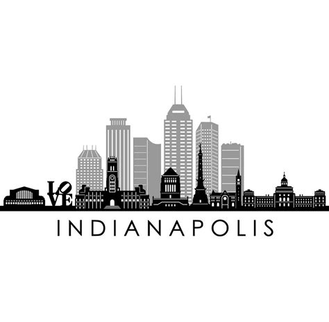 INDIANAPOLIS Indiana USA SKYLINE City Outline Silhouette Vector Graphic ...