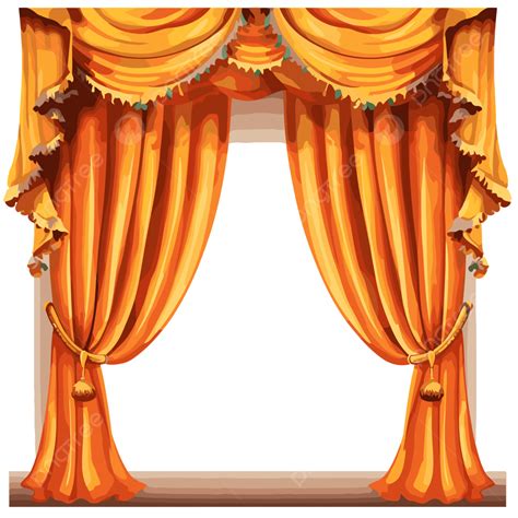 Stage Curtain Vector Sticker Clipart Illustration Of Orange Drapes