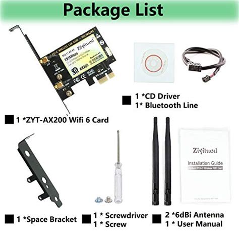 Ziyituod Ax200 Wifi 6 Card Ax2974mbps Wireless Adapter 802 11ax Pcie Wifi Card With Bluetooth5