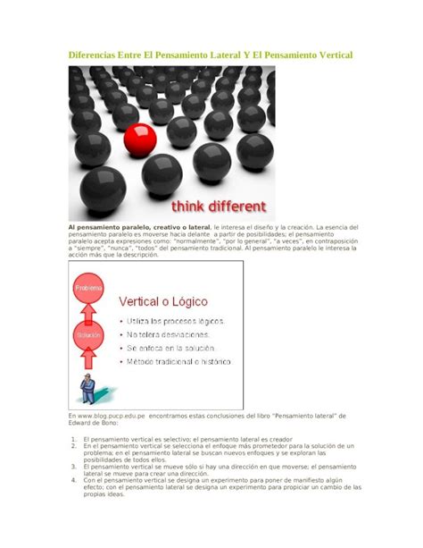 Docx Diferencias Entre El Pensamiento Lateral Y El Pensamiento