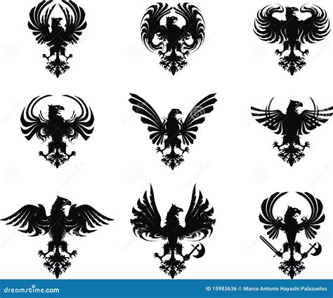 Heraldic Eagle Coat Of Arms Set Stock Vector Illustration Of Symbol