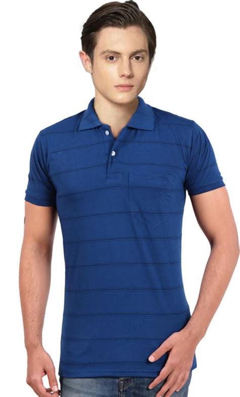 Buy Brinley Men Dark Blue Striped Pure Cotton Polo T Shirt Size Xl