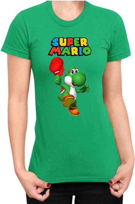 Yoshi Hats Down Koszulka Damska Super Mario Bros Luigi Bowser Lady L