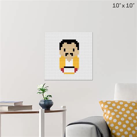 Freddie Mercury Pixel Art Wall Poster Build Your Own With Bricks Brik