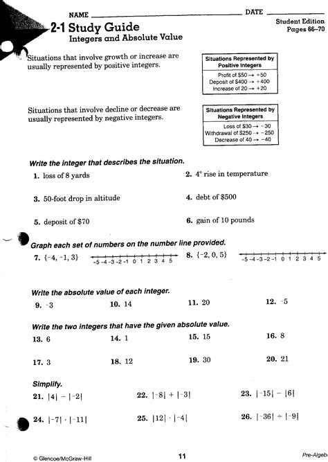 Th Grade Math Integers Worksheets