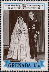 Stamp Wedding Portrait Grenada Th Wedding Anniv Of Queen