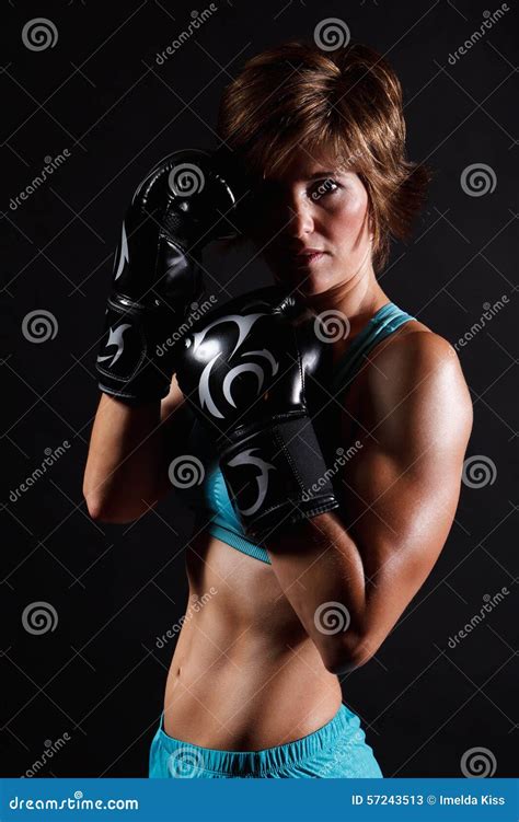 Fighter Woman Wearing Boxing Gloves Stock Image Image Of Girl