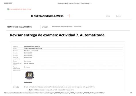 Revisar Entrega De Examen Actividad Automatizada Universidad Del