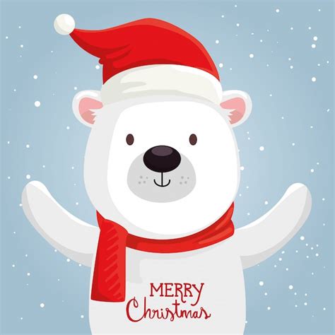 Feliz Navidad Lindo Oso Personaje Vector Gratis