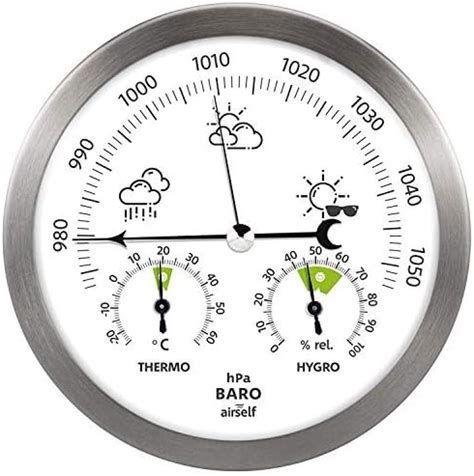 airself Station météo analogique en Acier Inoxydable avec baromètre