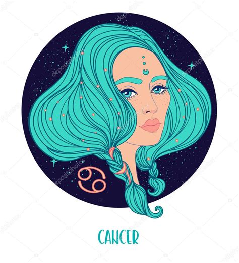 Ilustración De Cáncer Signo Astrológico Como Una Hermosa Niña