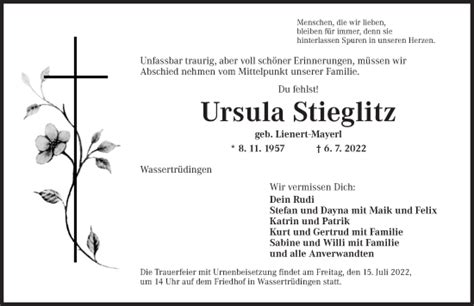 Traueranzeigen Von Ursula Stieglitz Trauer Flz De