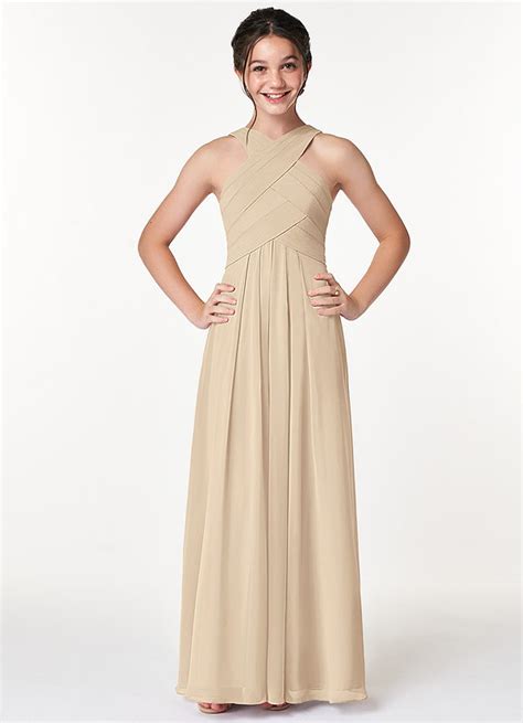 Champagne Azazie Kaleigh Junior Junior Bridesmaid Dresses Azazie