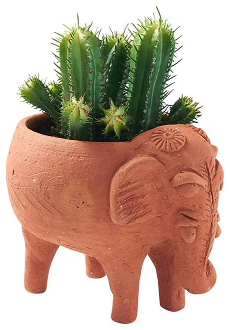 Rakshana Elephant Plant Pot Terracotta 4x4x5 Contemporary Indoor
