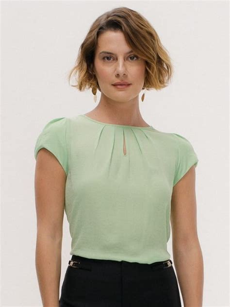 Blusa Verde Social Feminina Donna Modelli