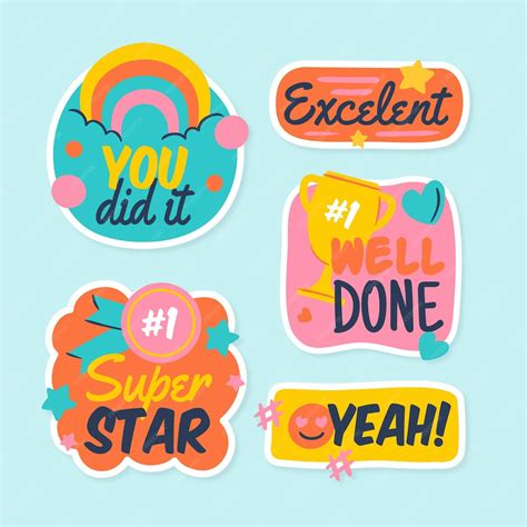 Premium Vector Flat Great Job Stickers Set